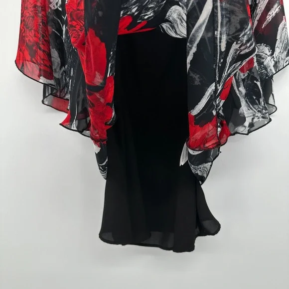 Joseph Ribkoff Top Shirt Size 10 Chiffon Overlay 3/4 Kimono Sleeve Romantic Boho - Picture 6 of 12